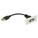 Wall Plate Module USB 2.0 Type A Socket to Female Tail - 50 x 25mm