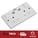 2 Gang Switched 13A Socket with 2x USB
