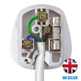 Pack of 10 White UK 3 Pin Plastic Fused Mains Plugs 5 Amp