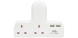 Plug in 2 Way Mains Adaptor with Dual USB Ports