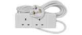 2 Gang 13A Mains Extension Lead 2.0m