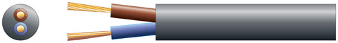 2 core round mains PVC 2 x 48 0.2mm 15A 7.4mm Diameter Black 50m