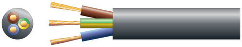 3 core round mains PVC 3 x 48 0.2mm 15A 8.7mm Diameter Black 50m