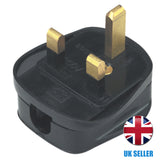 Pack of 10 Black UK 3 Pin Plastic Fused Mains Plug 13 Amp