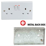 Switched Double Gang Wall Socket with Pattress,Dry Lining or Metal Back Box
