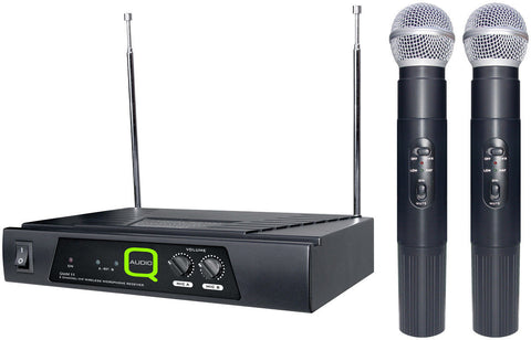 QWAudio Balanced VHF Dual Wireless Radio Mic Microphone system